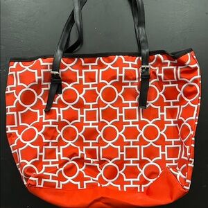 Stylish Red Geometric Tote Bag